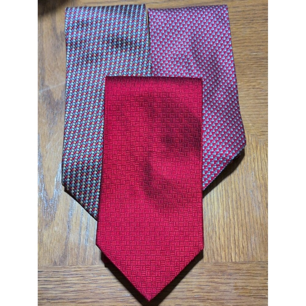 Daniel De Fasson Men's 100% Silk Handmade 60" Length Set of 3 Red Tone Ties